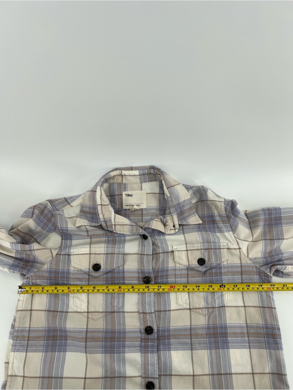 Tilley Plaid Flannel Button Down 100% Organic Cotton Women’s Size Small Top - Picture 4 of 9